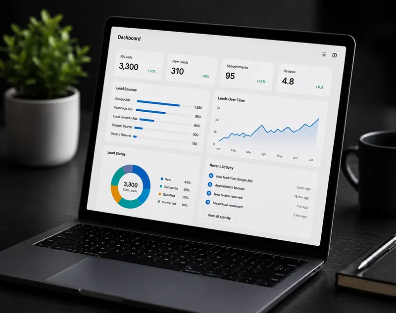 Lead management dashboard with pipeline and activity tracking