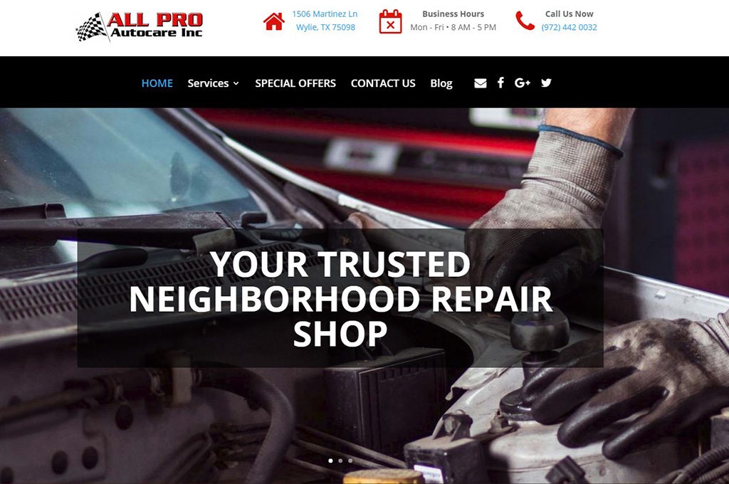 All Pro Autocare website preview
