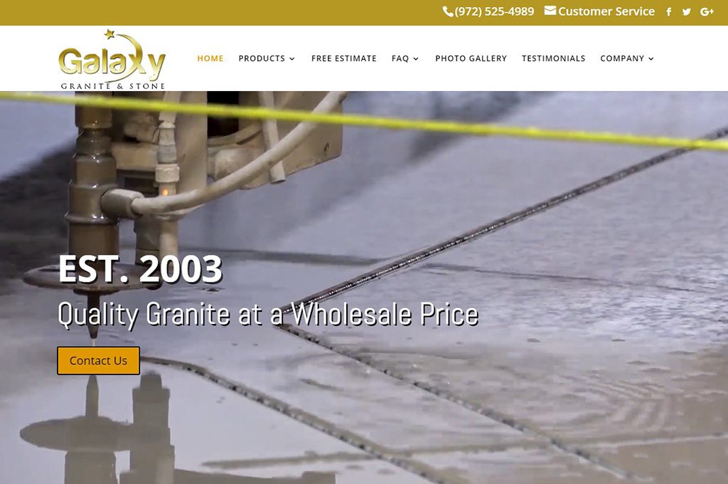 Galaxy Granite & Stone website preview