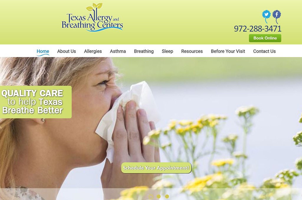 Texas Allergy and Breathing Center Website Preview