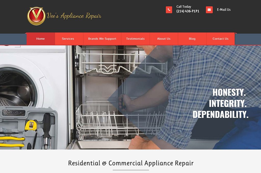 Vee's Appliance Repair Website Preview