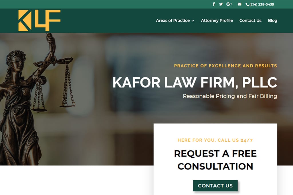 Kafor Law Firm, PLLC website Preview