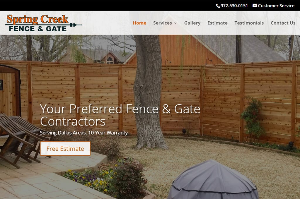 Spring Creek Fence & Gate website Preview