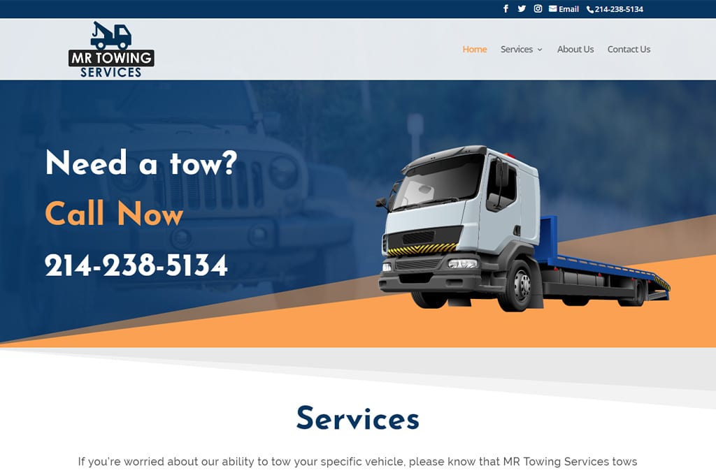 MR Towing website preview