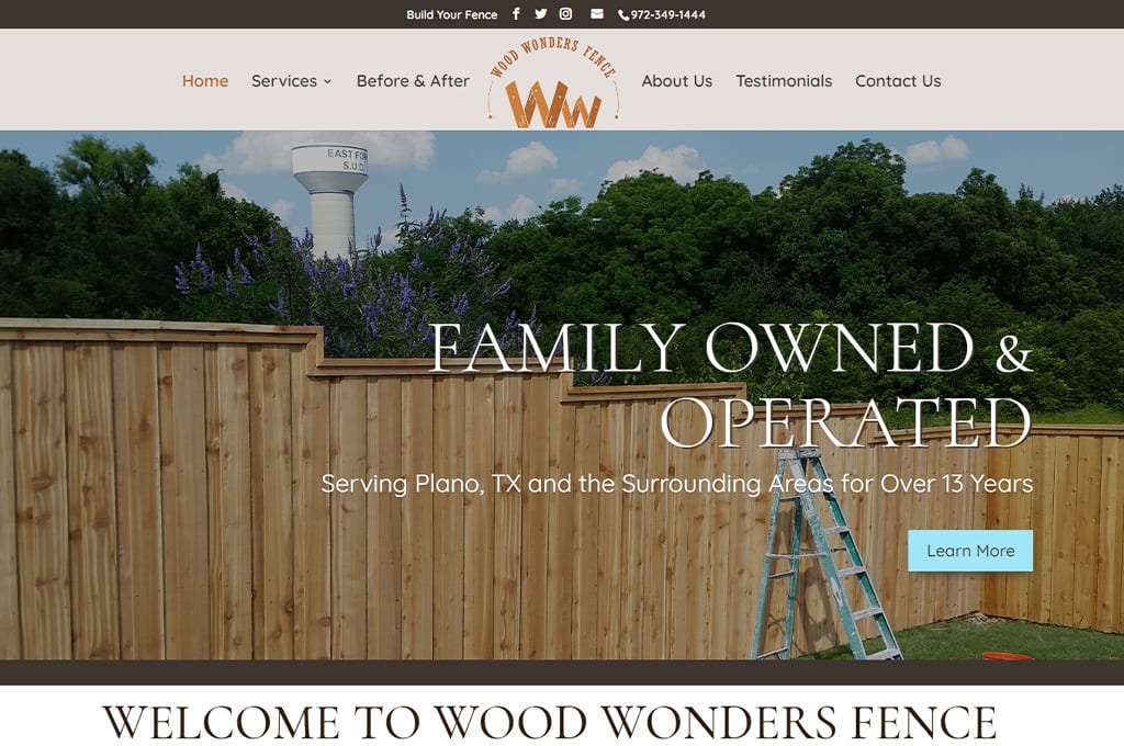 Wood Wonders Fence Company website Preview