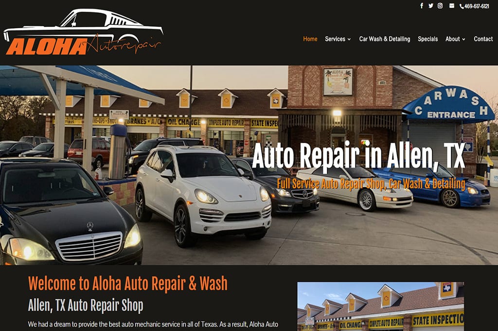 Aloha Auto Repair & Wash website preview
