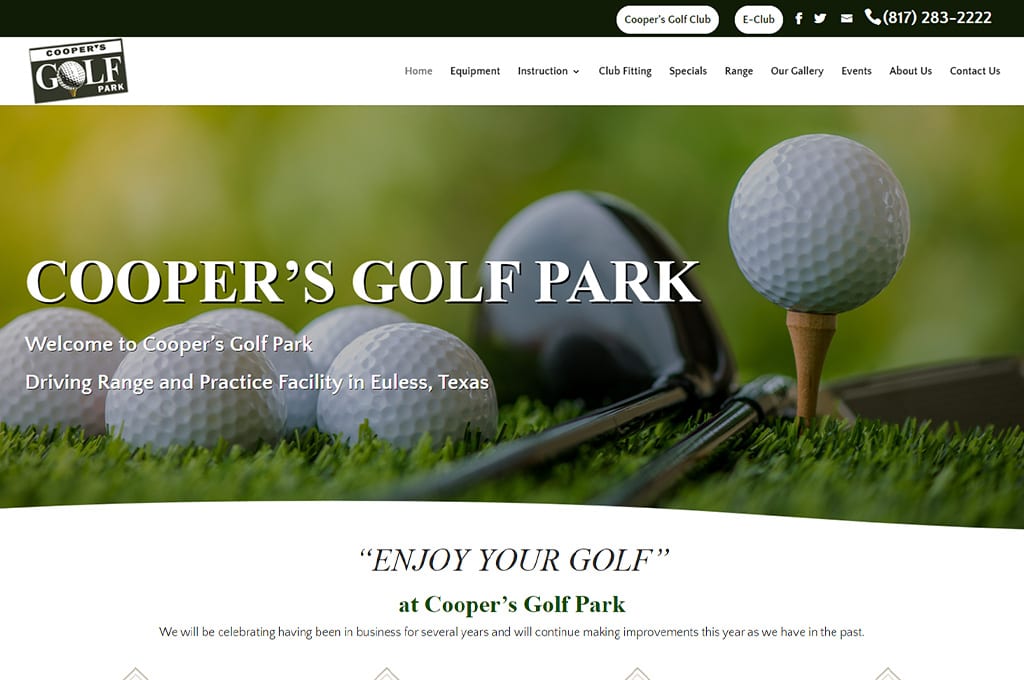 Cooper's Golf Park Website Preview