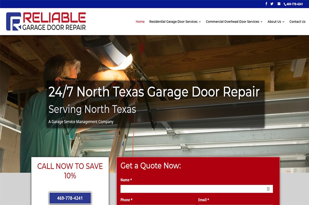Reliable Garage Door Repair Website Preview