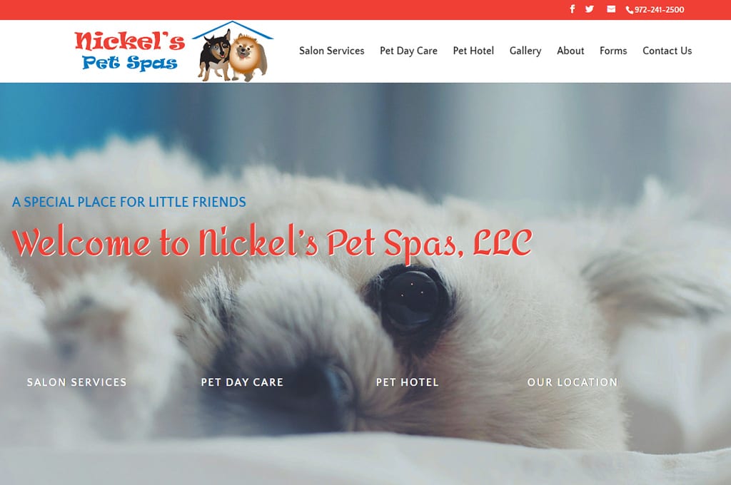 Nickel's Pet Spas Website Preview