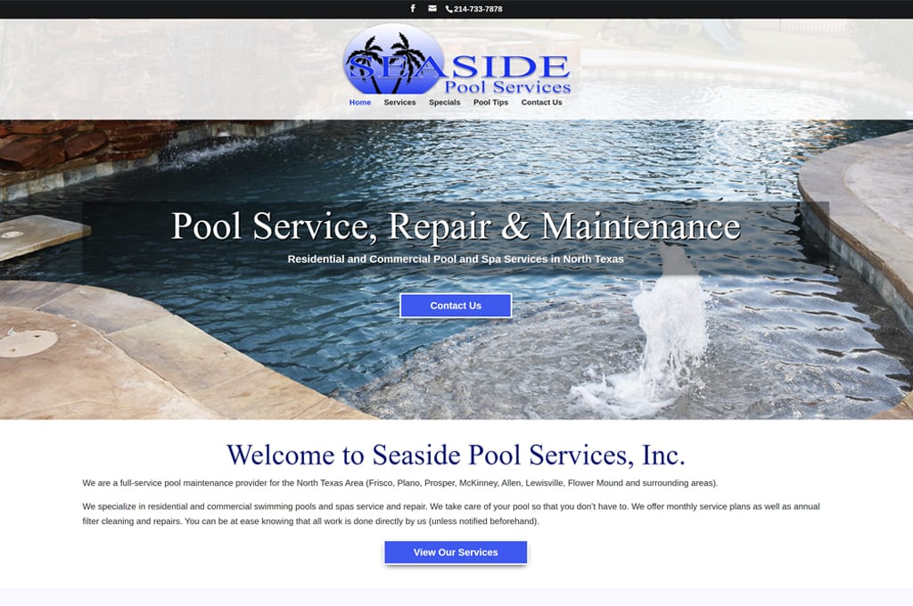Seaside Pool Services, Inc. Website Preview