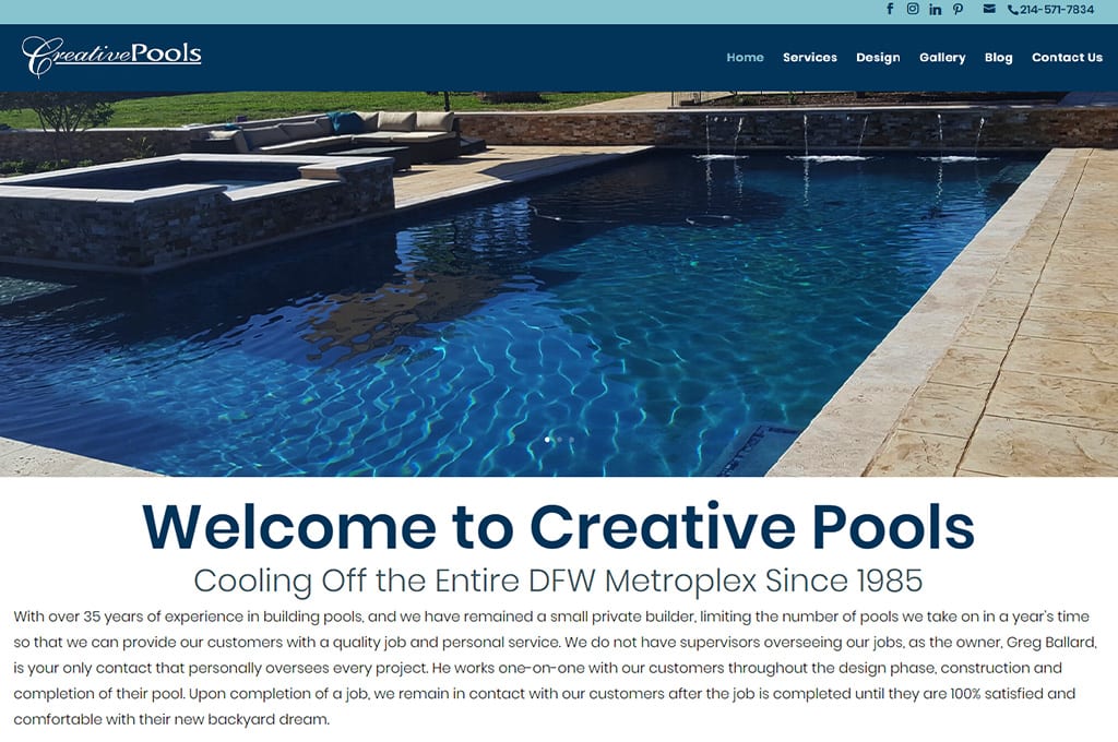 Creative Pools Website Preview