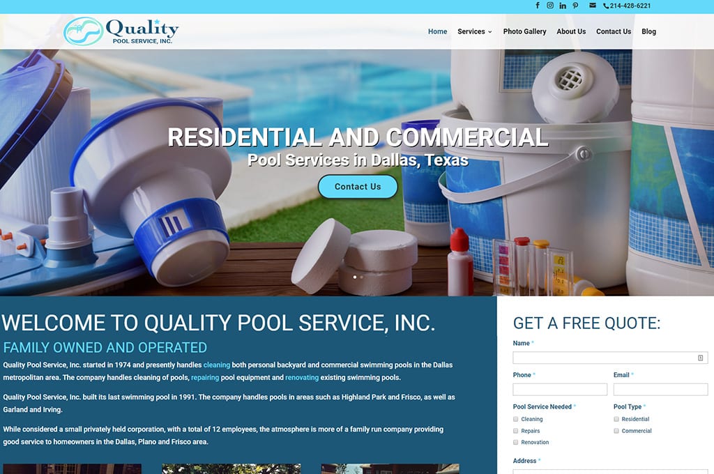 Quality Pool Service, Inc. website preview